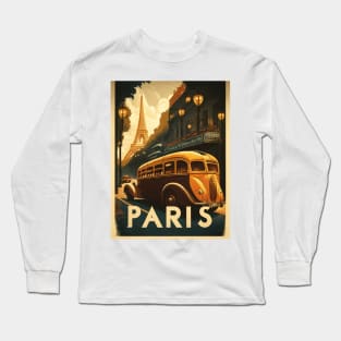 Paris Cityscape Vintage Travel Art Poster Long Sleeve T-Shirt